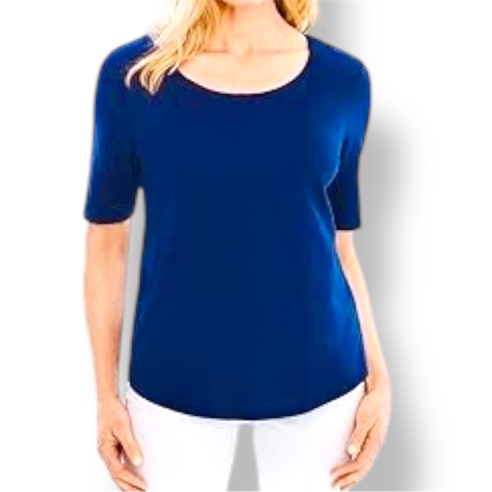 CHICO’S The Ultimate Tee Royal Blue Short Sleeve T-shirt Cotton Top